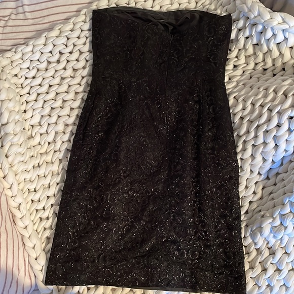 Strapless, sparkly black jacquard J. Crew Factory cocktail dress - Picture 2 of 3